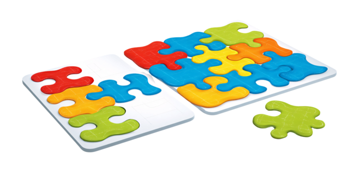 Colorful jigsaw puzzle with missing piece, educational game for children, concept of problem solving and early learning - Powered by Adobe