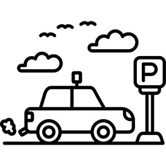 Taxi stand Outline Icon