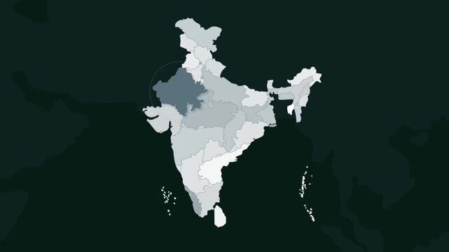 Rajasthan, India Animated Political Map | Professional State Geography Motion Graphic Video
