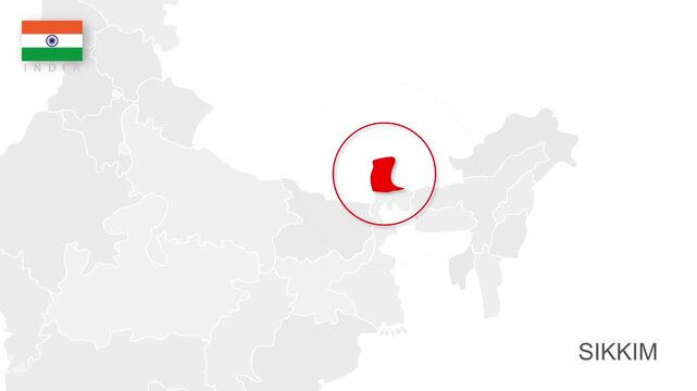 Sikkim, India Animated Political Map | Professional State Geography Motion Graphic Video