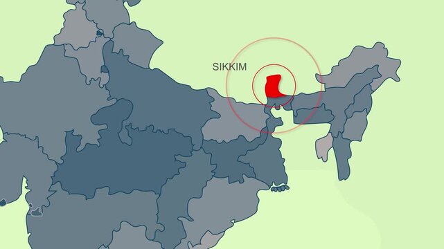 Sikkim, India Animated Political Map | Professional State Geography Motion Graphic Video