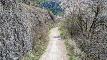 Trail in the Jucar River Gorge, near the town of Cuenca, Spain