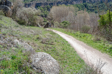 Trail in the Jucar River Gorge, near the town of Cuenca, Spain