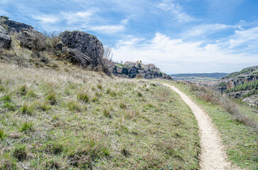 Trail in the Jucar River Gorge, near the town of Cuenca, Spain