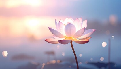 Lotus Flower in Soft Light with Blurred Background