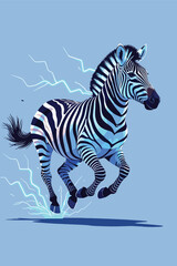 Fototapeta premium Dynamic Blue Zebra Running in the Savanna Illustration