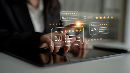 Customer centric review and rating system supports product review, digital rating concept, and customer give good trust by visualizing people choice through stars and feedback content technology Latch