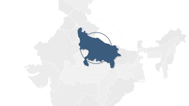 Uttar Pradesh, India Animated Political Map | Professional State Geography Motion Graphic Video