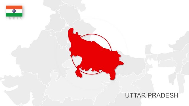 Uttar Pradesh, India Animated Political Map | Professional State Geography Motion Graphic Video
