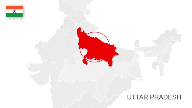 Uttar Pradesh, India Animated Political Map | Professional State Geography Motion Graphic Video