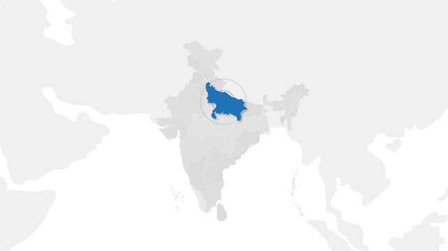 Uttar Pradesh, India Animated Political Map | Professional State Geography Motion Graphic Video