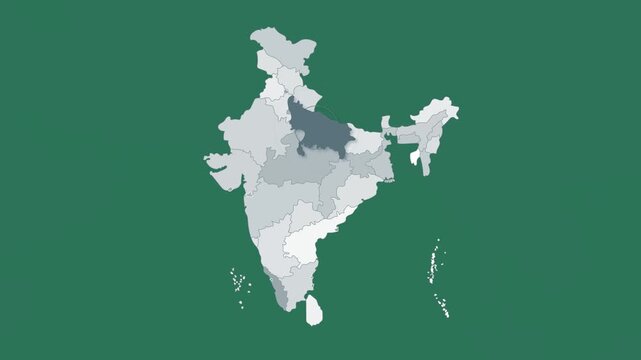Uttar Pradesh, India Animated Political Map | Professional State Geography Motion Graphic Video