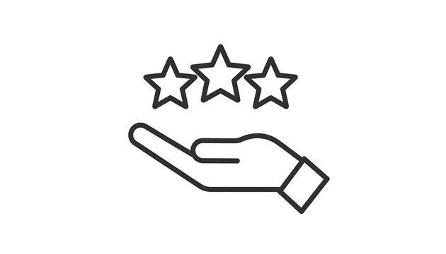 A simple, graphic illustration depicts a hand receiving three stars, conveying a concept of achievement or positive feedback.