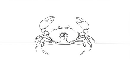 Fototapeta premium Elegant crab illustration in single line art showcases minimalist design