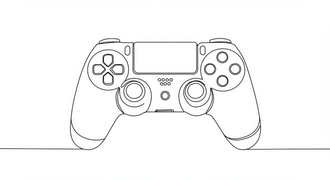 Elegant continuous line drawing of modern gaming controller for creative projects