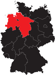  Lower Saxony State Highlighted on the Germany Map