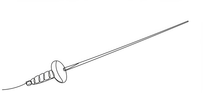 Elegant fencing sword minimalist line drawing on white background