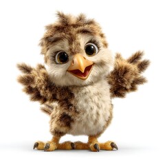 Naklejka premium Cartoonish bird with a big smile on its face. The bird is standing on a white background