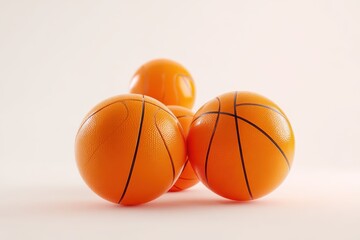 Obraz premium Basketballs arranged on a white background creating a vibrant and sporty atmosphere perfect for basketball enthusiasts and athletes alike