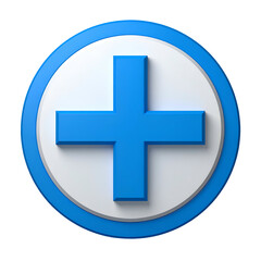 Obraz premium The image showcases a bright blue plus sign symbol centered within a white circle, encapsulated by a blue border on a stark black background.