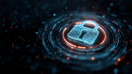 Secure your future with digital data protection showing a glowing padlock with binary code, ideal for cybersecurity and privacy solutions, offering cutting-edge technology security