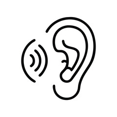Ear icon vector. Ear listening icon vector Isolated.