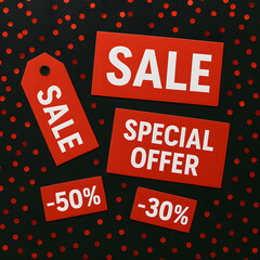red sale tags