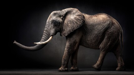 Obraz premium Majestic Elephant Portrait Against Dark Backdrop
