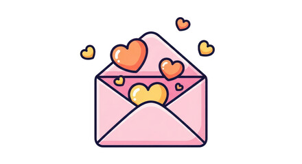 Cute Pink Envelope with Hearts - Romantic Love Message Illustration. PNG Transparent Background