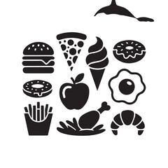 Assortment of Food Icons Silhouette Set