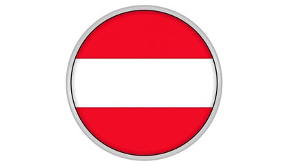 Obraz premium A circular emblem displays the national flag of Austria, featuring red and white horizontal bands, within a metallic border.
