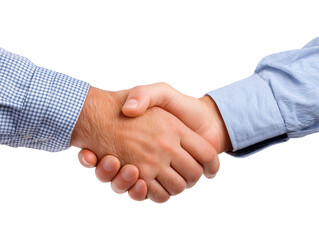 Close-up of a male handshake on transparent background