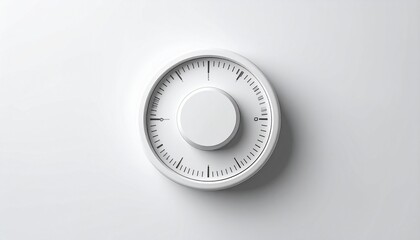 Close-up shot of a white combination lock dial against a plain white background.