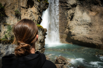 Person at Waterfall