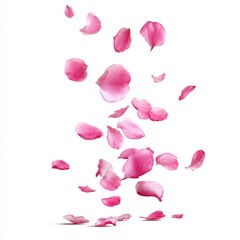 Delicate pink rose petals gracefully falling, creating a visually stunning display of nature's beauty