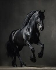 Majestic Black Stallion Portrait Strength and Beauty in Motion