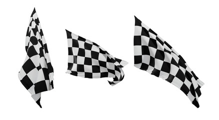 chequered racing flags on transparent background