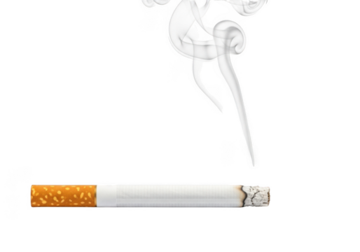 Cigarette with smoke isolated on transparent background