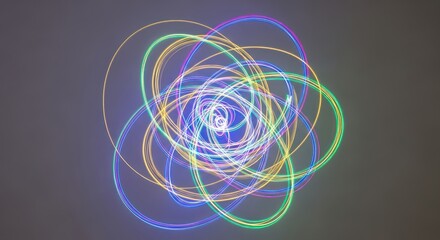 Luminous circles intertwining in harmonious chromatic convergence creating abstract visuals