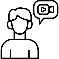 Vector illustration of a man thinking with speech bubble in office setting