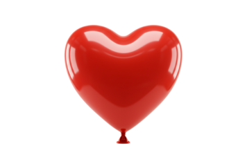 Red heart balloon on a white background, symbol of love.