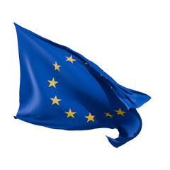 european union flag flying, on transparent background