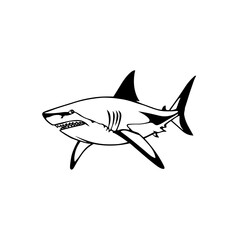 Obraz premium Great White Shark. Great White Shark simple black and white line art vector logo
