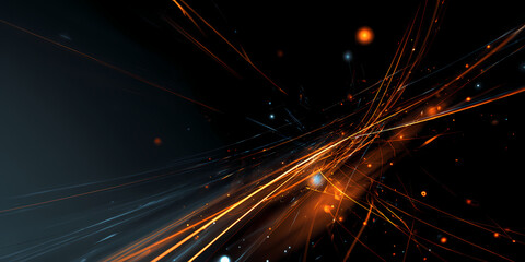 Golden Bursting Network Abstract Energy Lines and Particle Stream