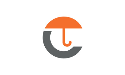 a graphic image with a C umbrella theme, with a white background. Vector graphic base.