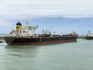Fototapeta premium big tanker vessel in port 2