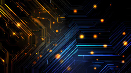 Obraz premium Digital Circuit Board Background in Gold and Blue