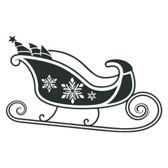 Minimalist flat silhouette sleigh icon for holiday and winter designs