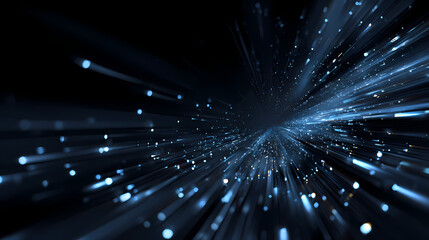 Abstract Digital Space Tunnel with Blurry Lights