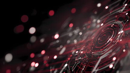 Abstract Red Cybernetic Circuitry on Dark Backdrop
